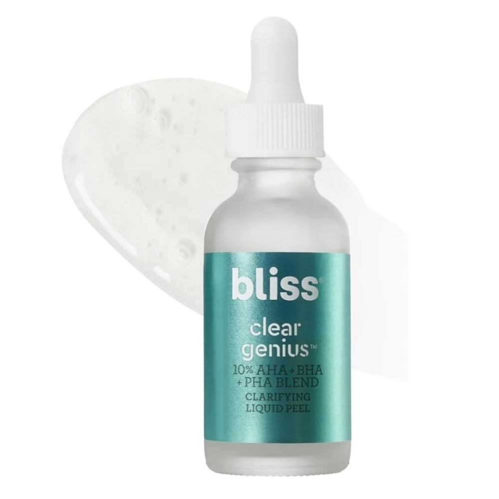 Bliss Clear Genius Clarifying Liquid Peel, 10% AHA+BHA+PHA Blend, 1oz, NIB